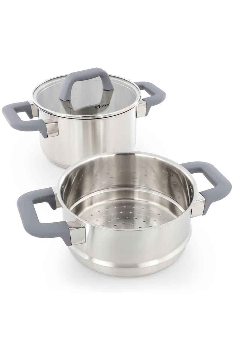3 Piece 2.9 Quart Stainless Steel Steamer Set with Lid, Alternate, color, Silver