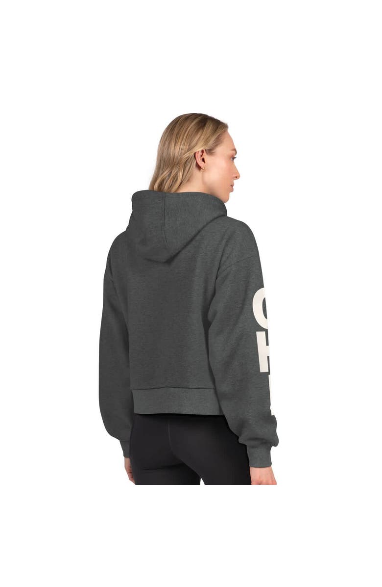 STARTER Women
s Starter  Heather Charcoal Chicago Bears Star Player Cropped Fleece Pullover Hoodie, Alternate, color, Heather Charcoal