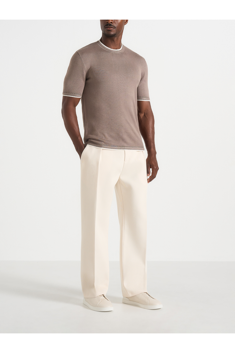 Wyatt Contrast Knit T Shirt, Main, color, Mushroom