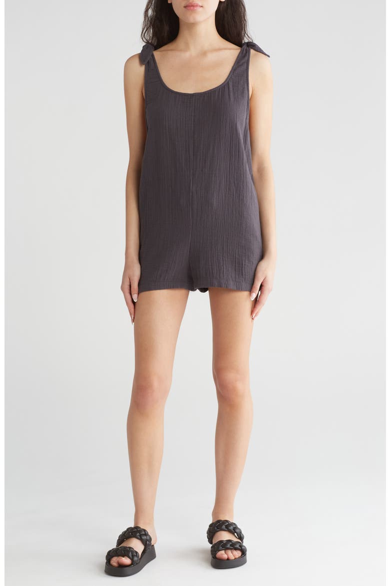 Weekend Tie Strap Romper, Main, color, GREY PHANTOM
