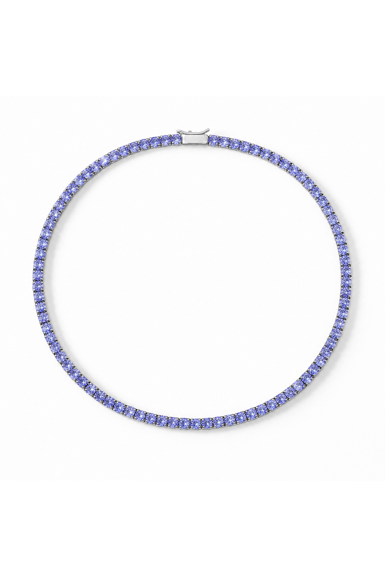 Round Cut Tanzanite Tennis Necklace, Main, color, Blue