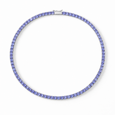 Round Cut Tanzanite Tennis Necklace