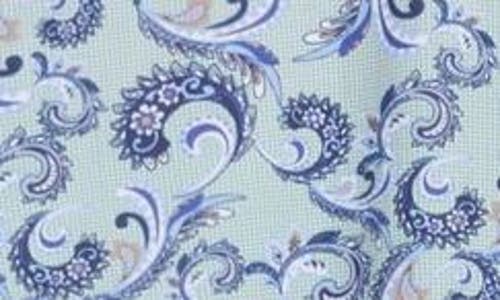 Johnston & Murphy Check Paisley Button-up Shirt In Sage/navy