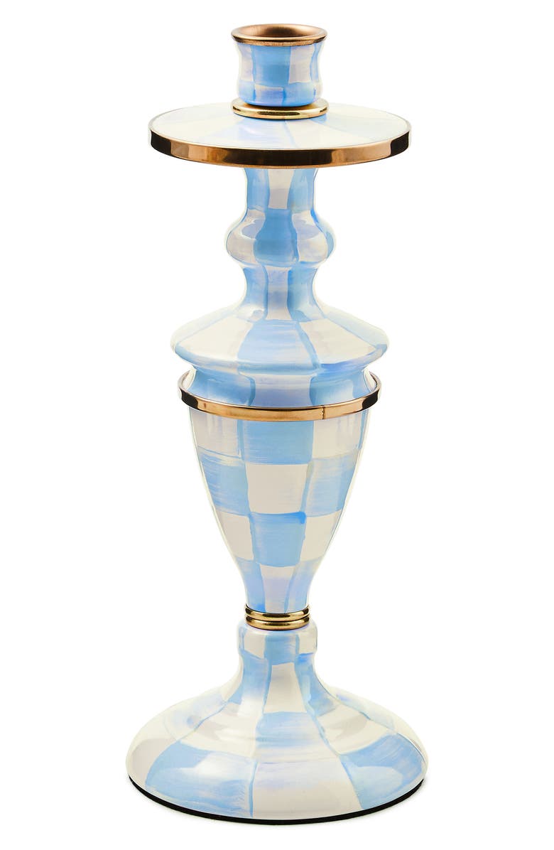MACKENZIE CHILDS Sky Check Medium Candlestick, Main, color, Sky Check