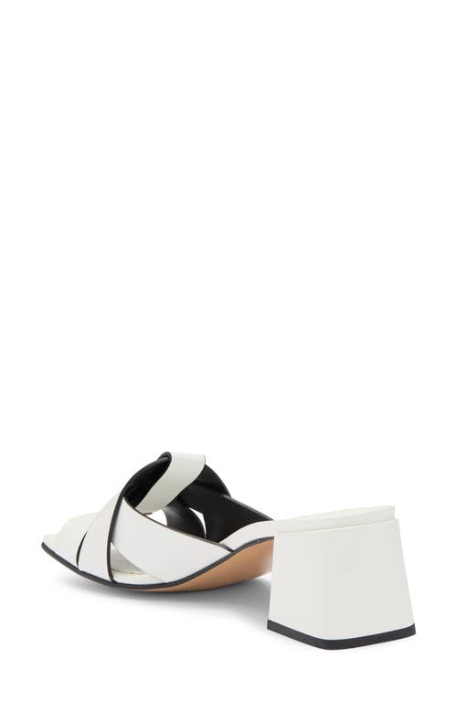 2 Twin Hearts Cross Band Block Heel Sandal In White