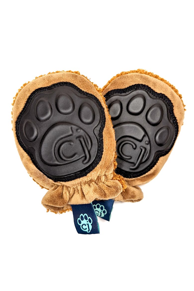 Rattle Mittens Baby Faux Fur Rattle & Teething Mitten Toy, Main, color, Brown