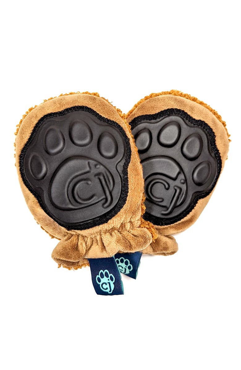 carter joey Rattle Mittens Baby Faux Fur Rattle & Teething Mitten Toy, Main, color, Brown