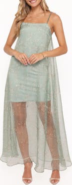 Petal & Pup Erika Floral Chiffon Overlay Cocktail Dress