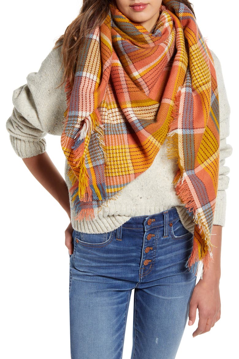Multi Plaid Blanket Scarf (Nordstrom Exclusive), Main, color, SWEET DAHLIA MULTI