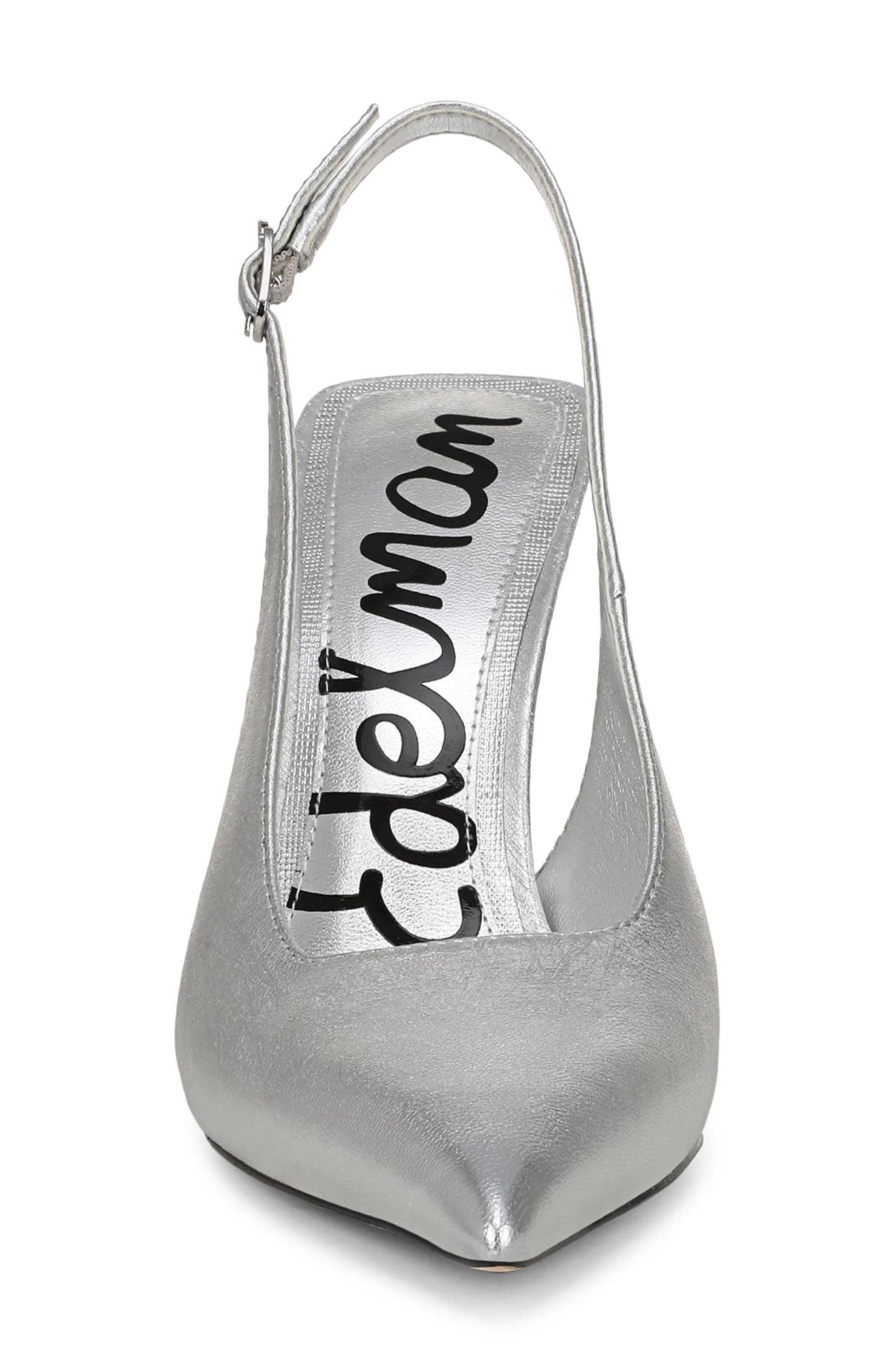 Odette Pointed Toe Slingback Pump, Alternate, color, SOFT SILVER