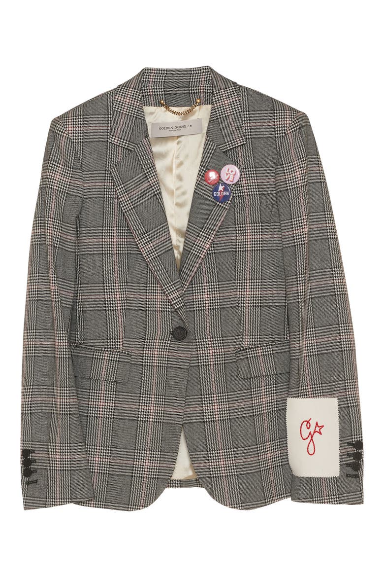 Dune Glen Plaid Virgin Wool Blend Blazer, Alternate, color, GREY/ BONE WHITE