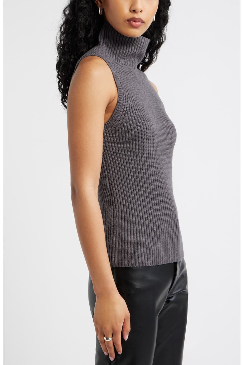 Sleeveless Funnel Neck Sweater, Alternate, color, GREY MEDIUM CHARCOAL HEATHER