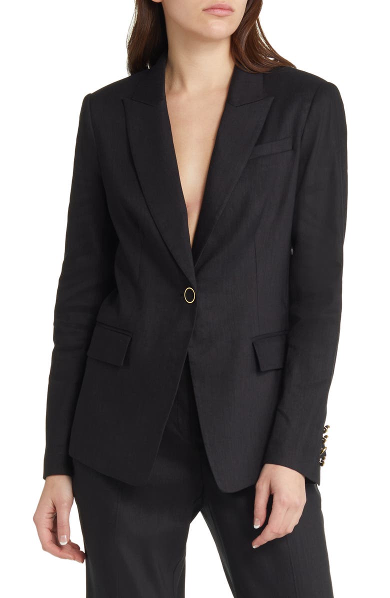 Milly Avery One-Button Linen Blend Blazer, Main, color, 