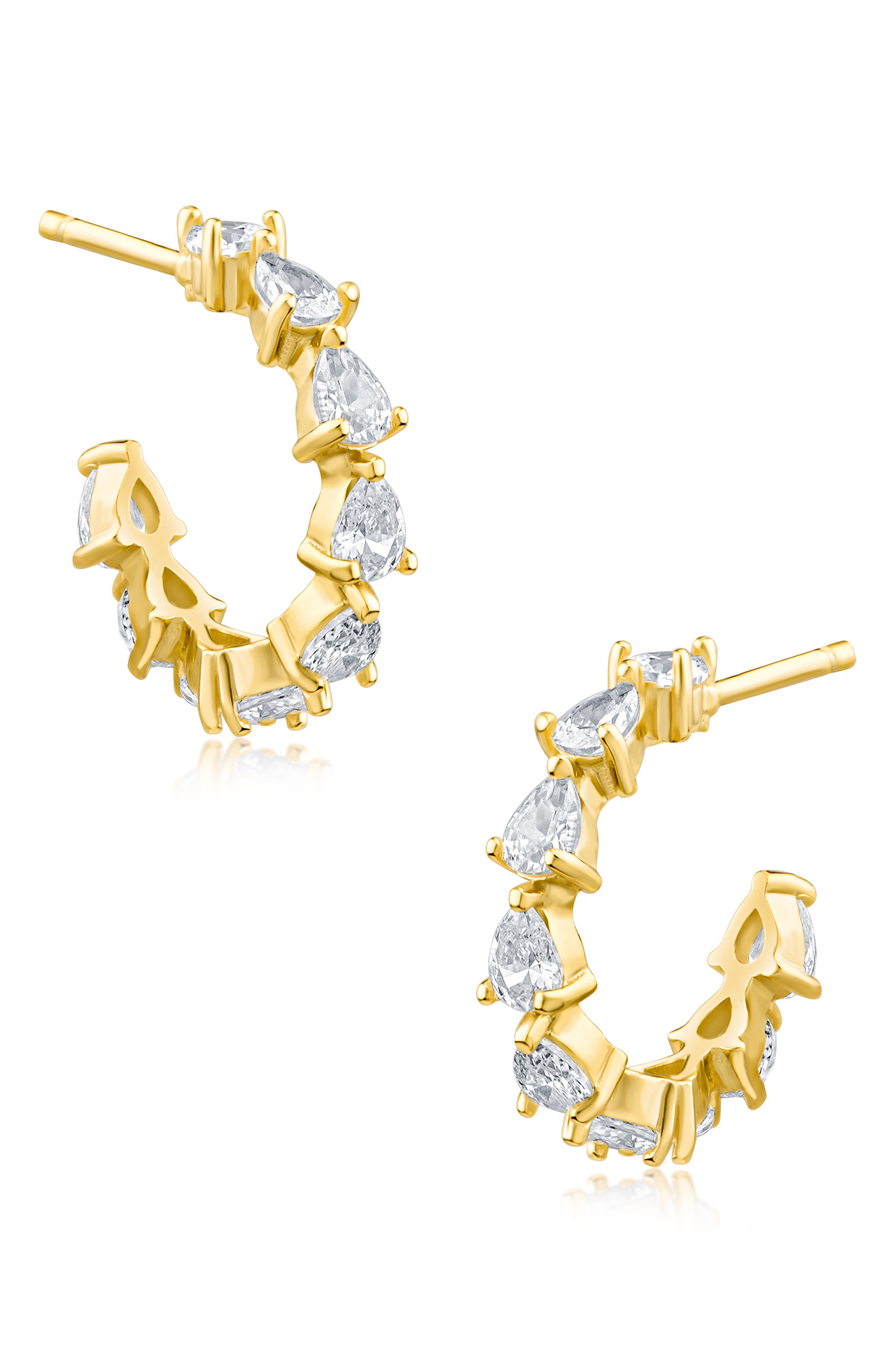 Cubic Zirconia Pear Petite Hoop Earrings