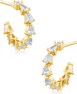 CZ by Kenneth Jay Lane Cubic Zirconia Pear Petite Hoop Earrings