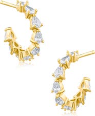 CZ by Kenneth Jay Lane Cubic Zirconia Pear Petite Hoop Earrings