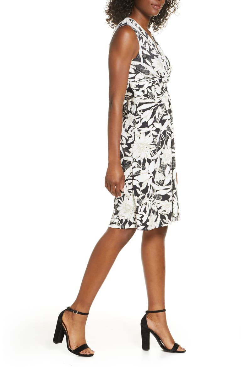 Floral Twist Front Knit Dress, Alternate, color, BLACK DAISY