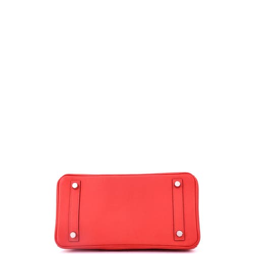 Pre-owned Hermes  Hermes Birkin Handbag Red Swift With Palladium Hardware 25 In Red