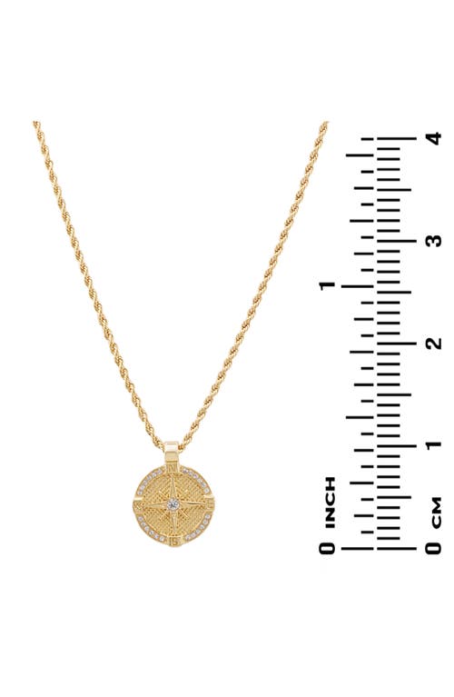American Exchange Set Of 2 Figaro Chain & Compass Pendant Necklaces In Gold/silver