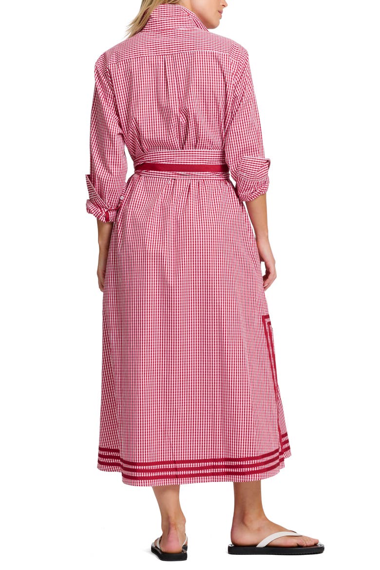 Pippa A-Line Gingham Shirtdress, Alternate, color, DARK RED