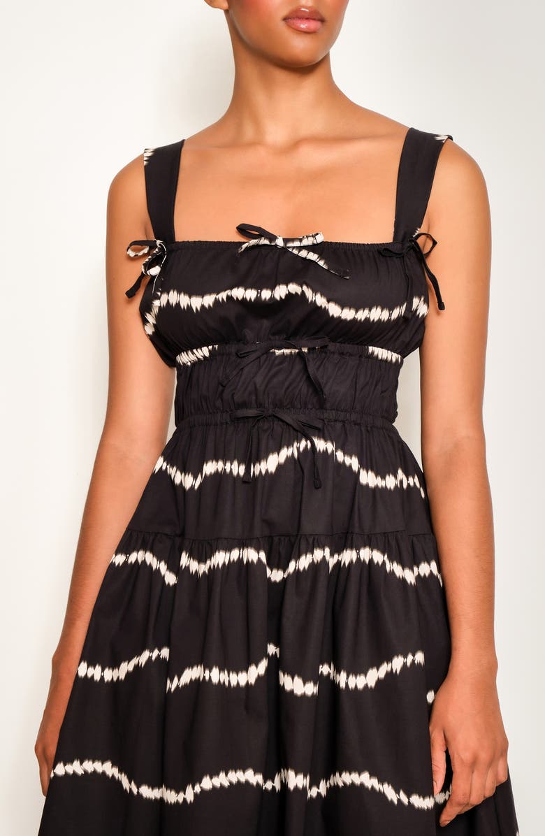 The Lulo Project Bahia Tie Sleeveless Midi Dress, Alternate, color, Black Waves