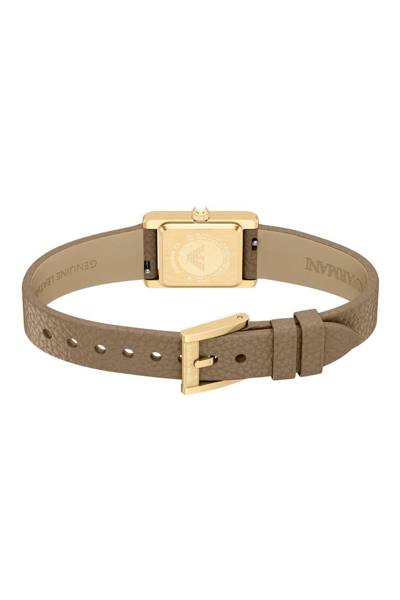 Mother-of-Pearl Tank Leather Strap Watch, 19mm x 26mm, Alternate, color, TAUPE