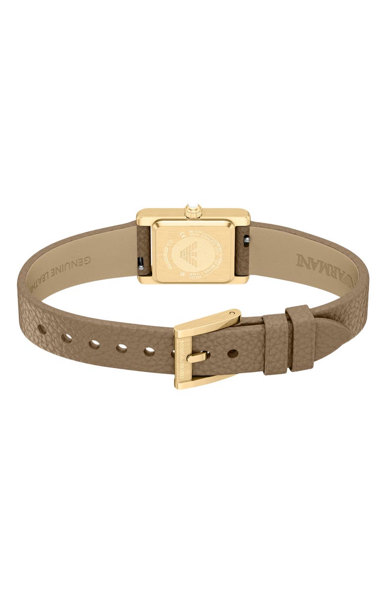 Emporio Armani Mother-of-Pearl Tank Leather Strap Watch, 19mm x 26mm, Alternate, color, 