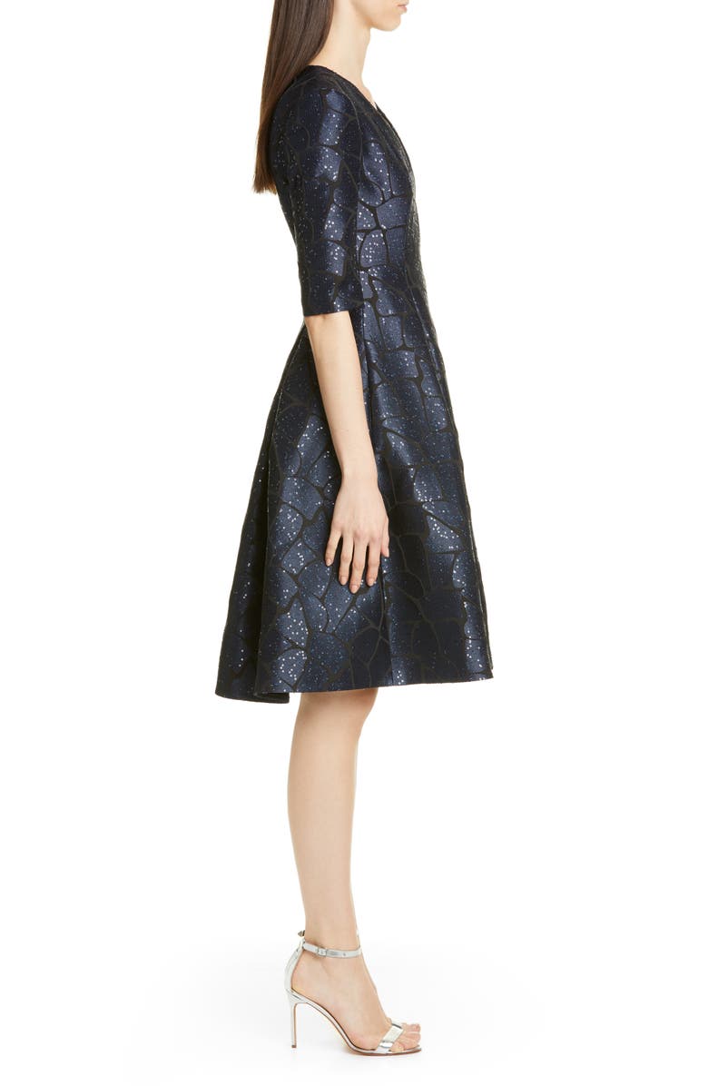 Talbot Runhof Giraffe Sequin Jacquard Cocktail Dress, Alternate, color, 