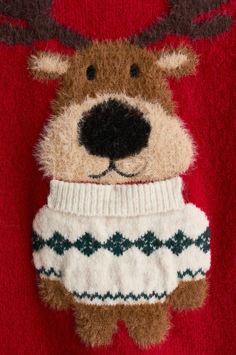 Sweater With Motif, Alternate, color, Red/reindeer