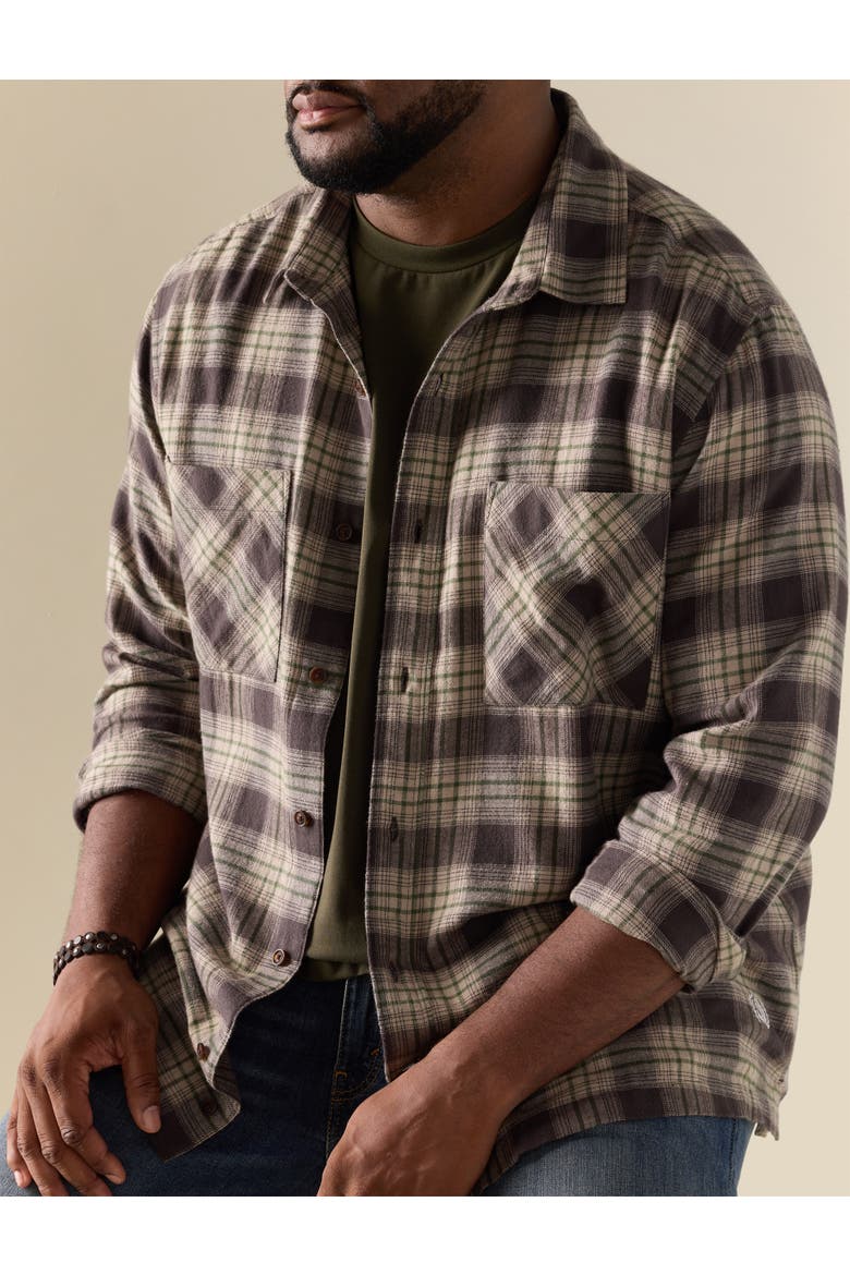 Big & Tall Plaid Flannel Sport Shirt, Alternate, color, COFFEE