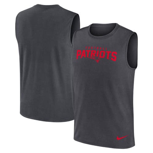 Nike Charcoal New England Patriots Primetime Legend Performance Muscle Tank Top In Black