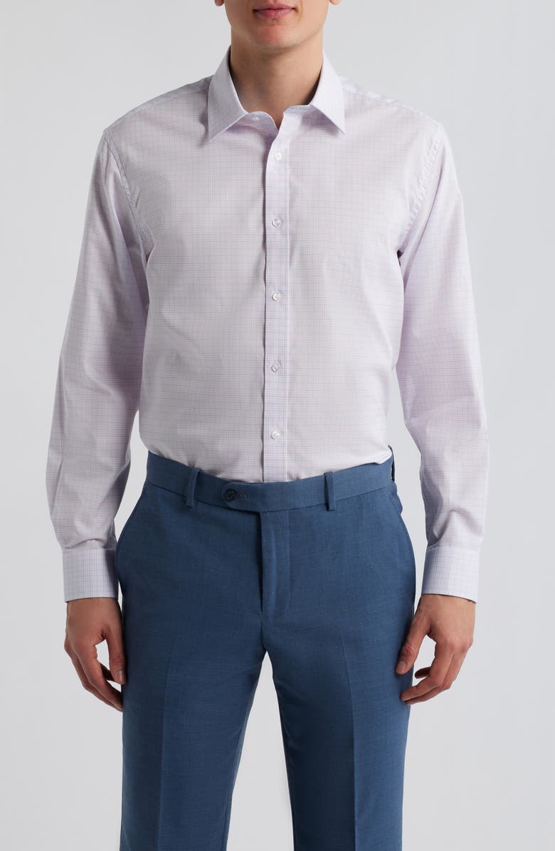 DANIEL HECHTER Paris Modern Fit Pink Check Cotton Dress Shirt, Main, color, 