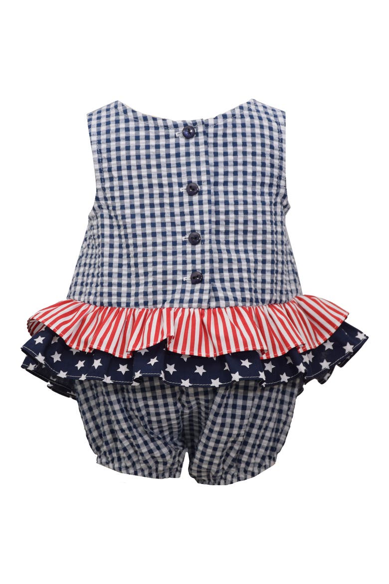 Kids' Americana Ruffle Romper, Alternate, color, NAVY