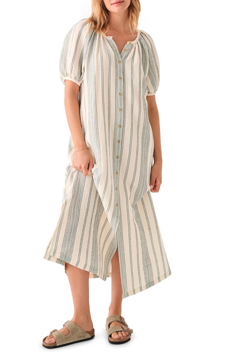 Faherty Carmel Dream Stripe Organic Cotton Gauze Dress, Main, color,
