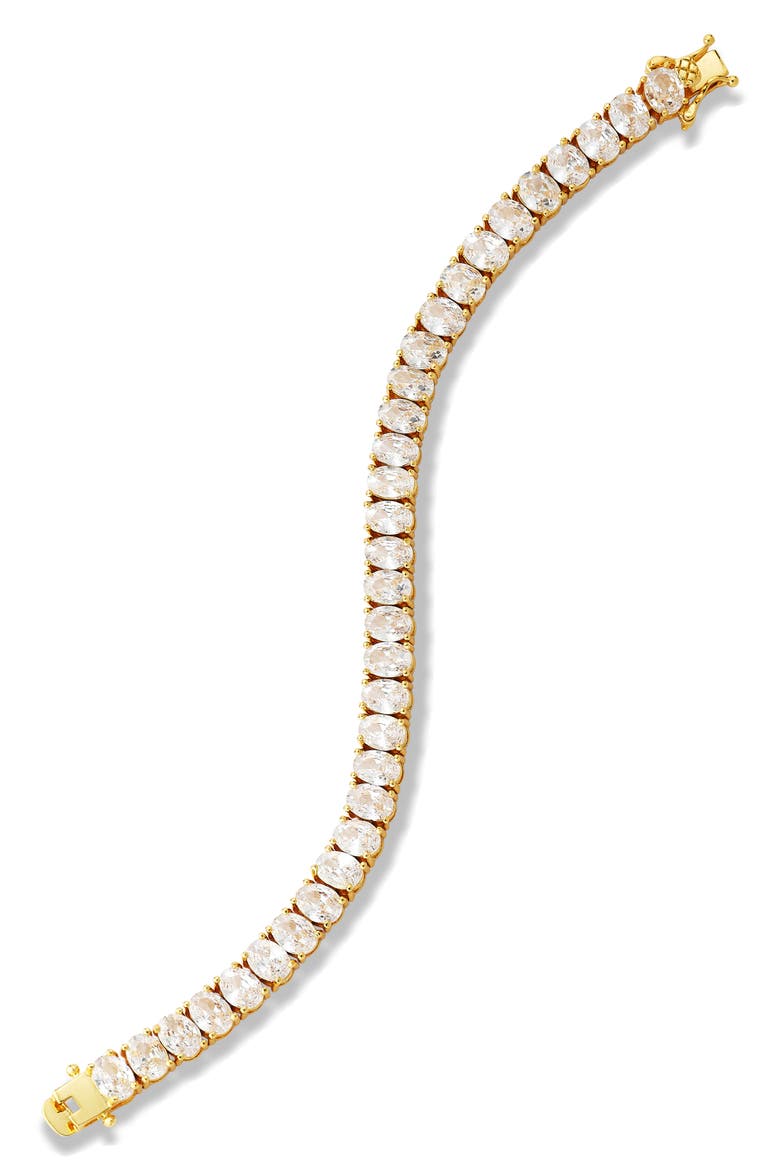 Oval Cubic Zirconia Tennis Bracelet, Alternate, color, GOLD