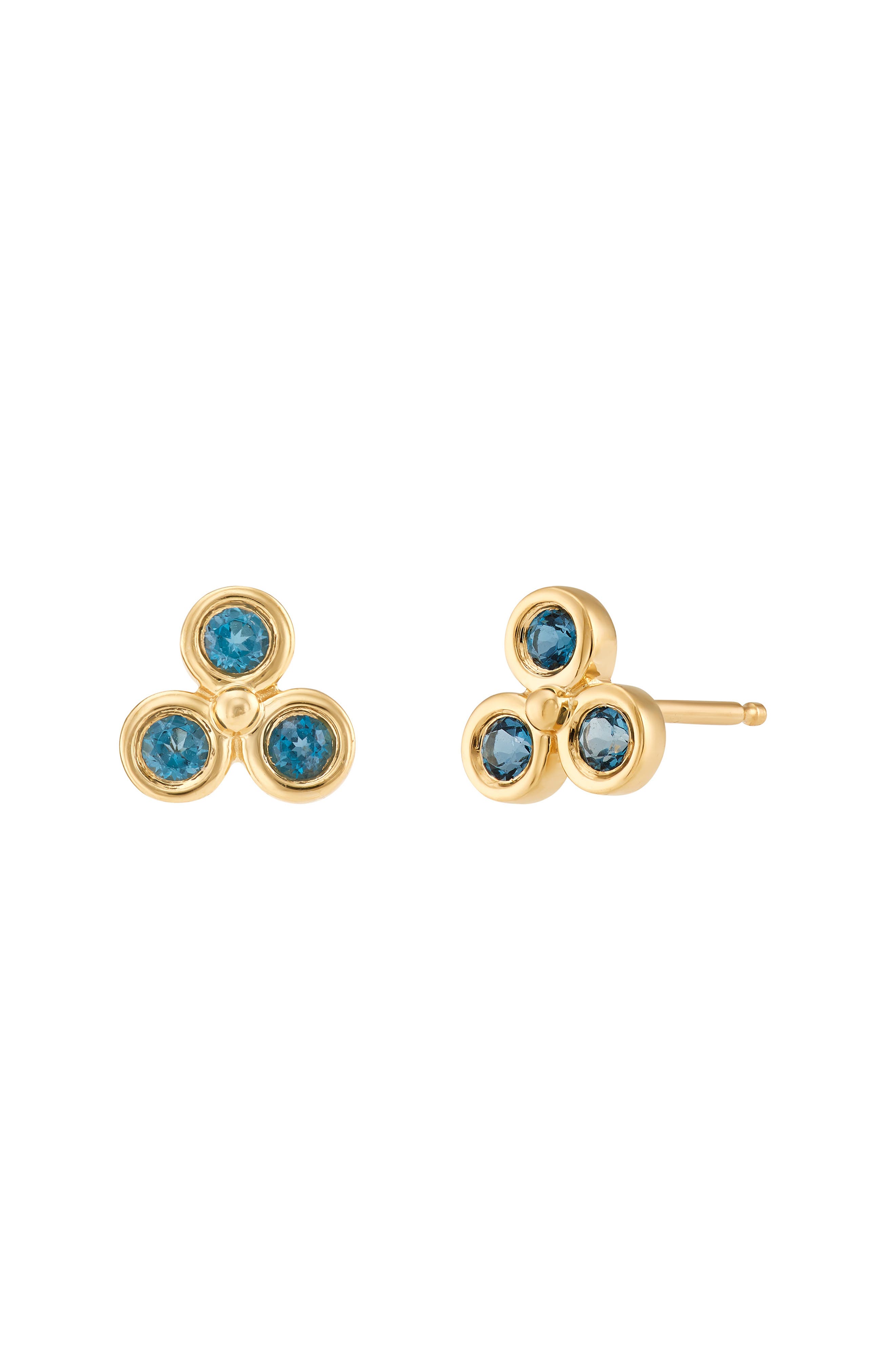 Frankie & Zoe 2mm Bezel London Blue Topaz Trio Stud Earrings