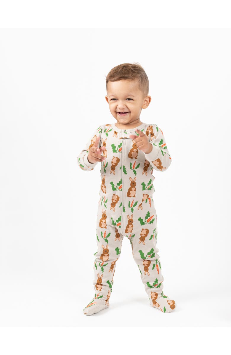 Leveret Kids Footed Cotton Easter Matching Family Pajamas, Bunny Prints, Alternate, color, Rabbit