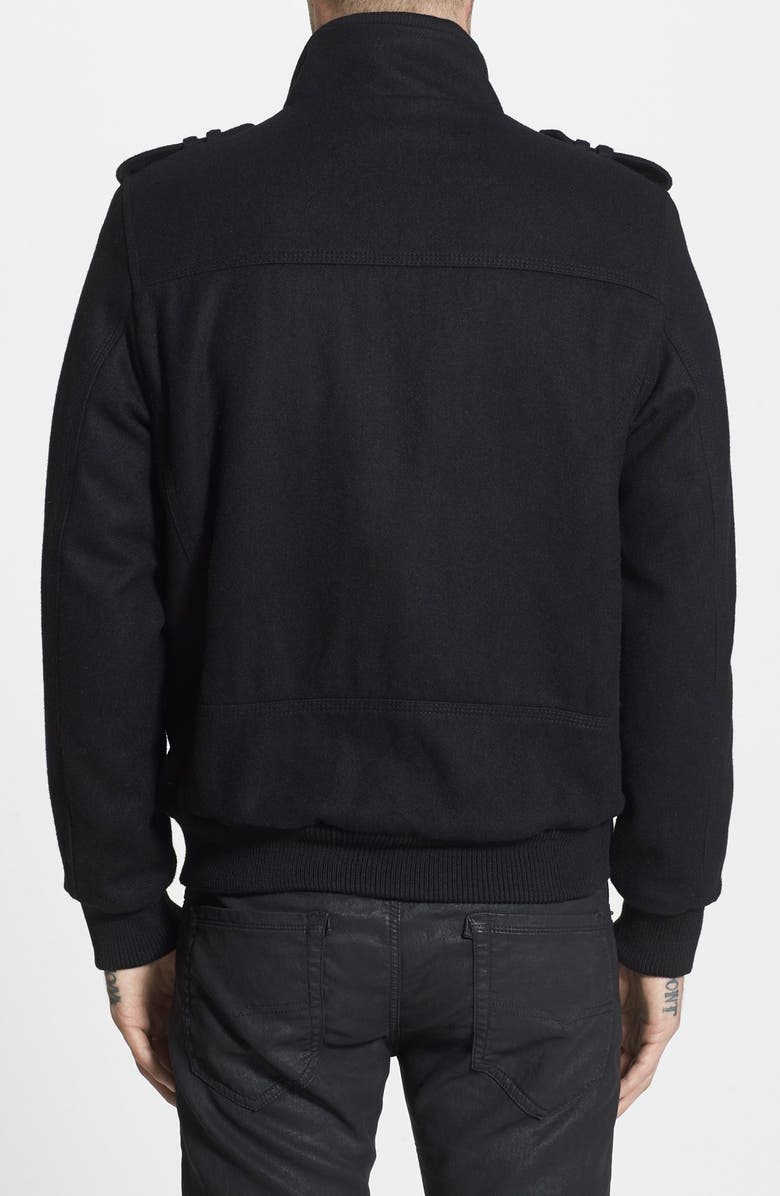 Black Rivet Wool Blend Bomber Jacket, Alternate, color, 