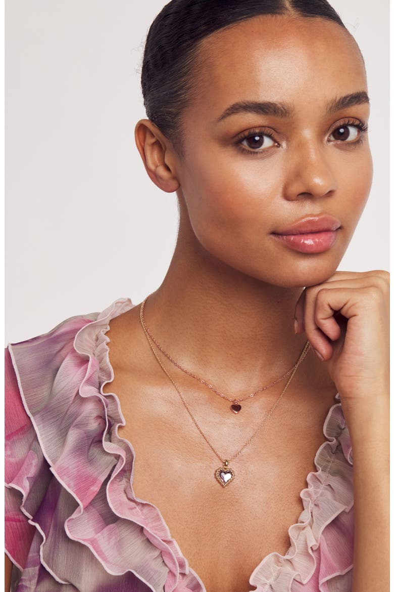Hara Tiny Heart Pendant Necklace, Alternate, color, ROSE GOLD