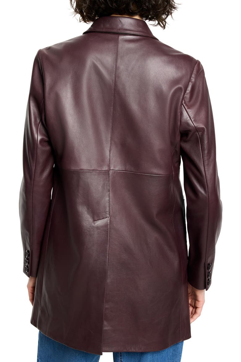 Leather Car Coat, Alternate, color, BURGUNDY