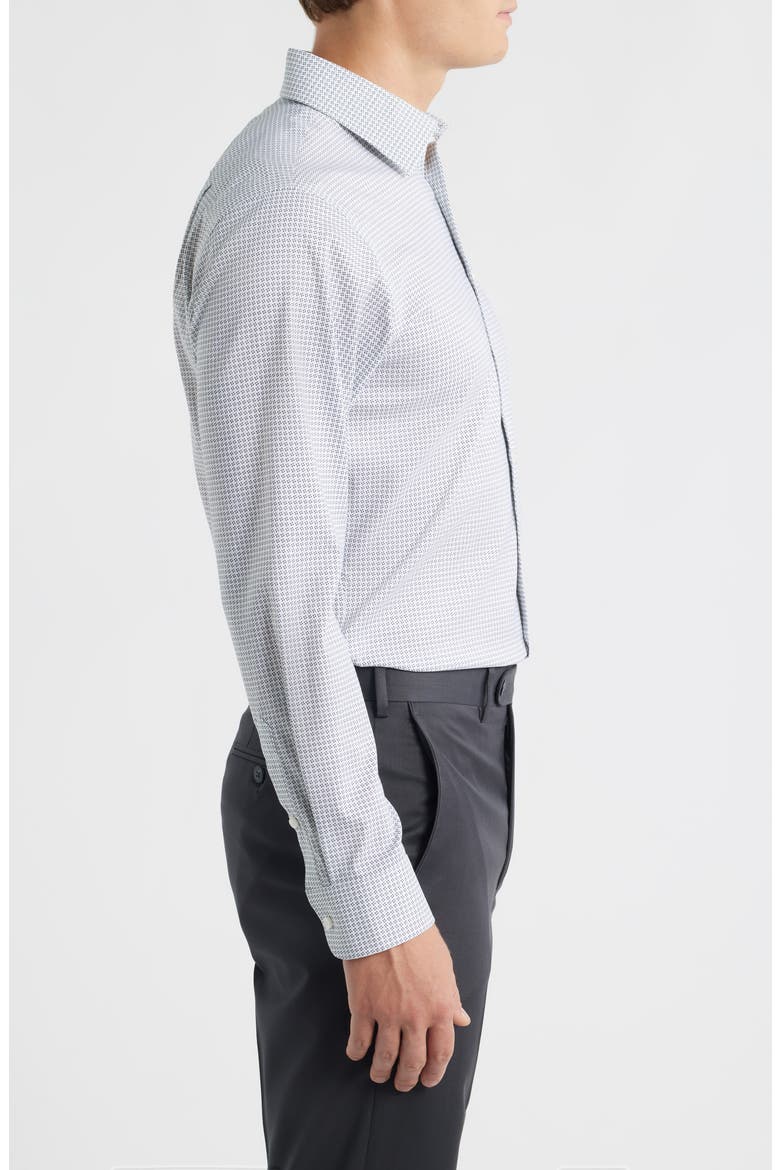 Trim Fit Geometric Print Premium Performance Dress Shirt, Alternate, color, NAVY- PINK CAYMUS GEO
