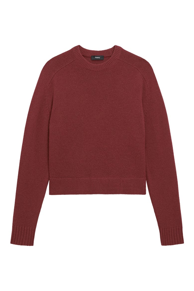 Cashmere Crewneck Crop Sweater, Alternate, color, OXBLOOD RED - 2PY