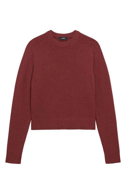 Theory Cashmere Crewneck Crop Sweater In Burgundy