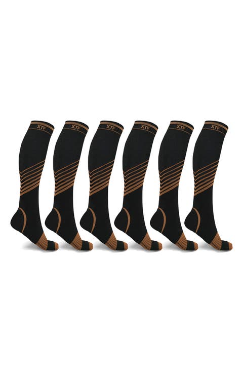 Pack of 6 Copper Infused Knee High Socks