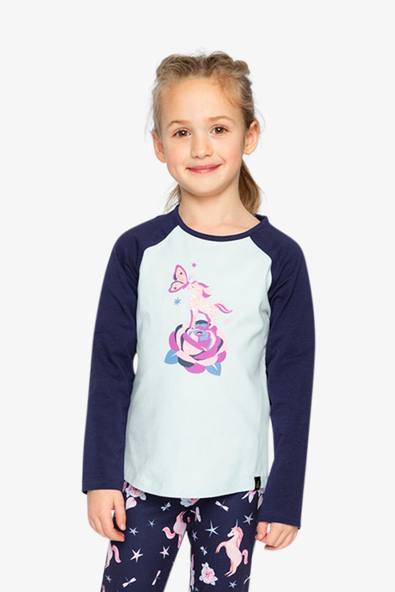 Contrast Raglan Organic Cotton Crew Neck T-Shirt, Alternate, color, Dark and Pale Blue