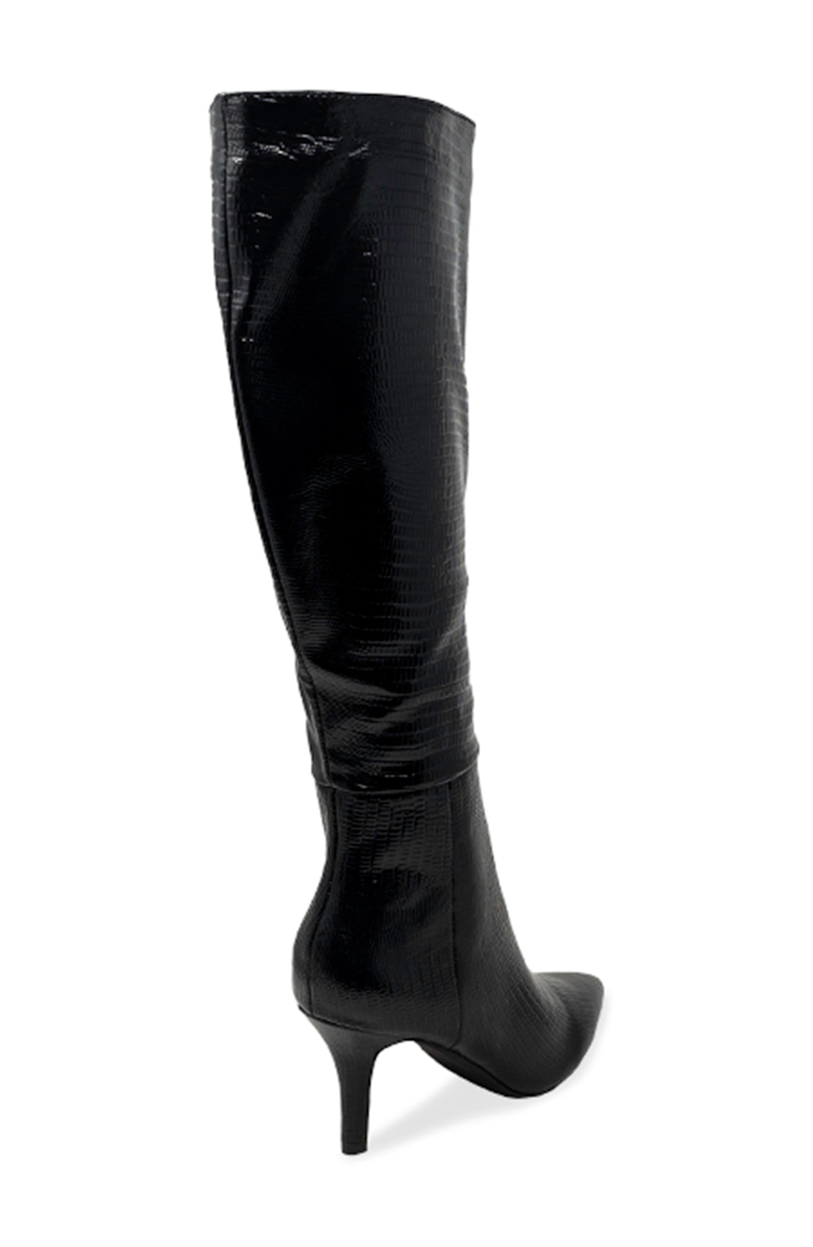 CHASE AND CHLOE Pointed Toe Mid-Calf Boot, Alternate, color, Black Pu