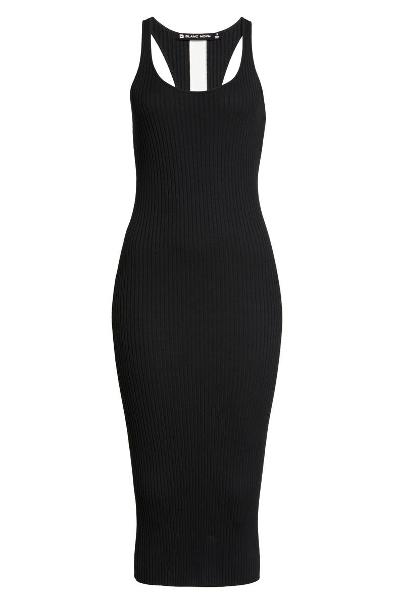Blanc Noir Colorblock Stripe Ribbed Midi Sweater Dress, Alternate, color, 