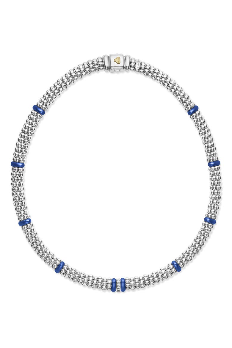 Blue Caviar Diamond Station Necklace, Main, color, ULTRAMARINE