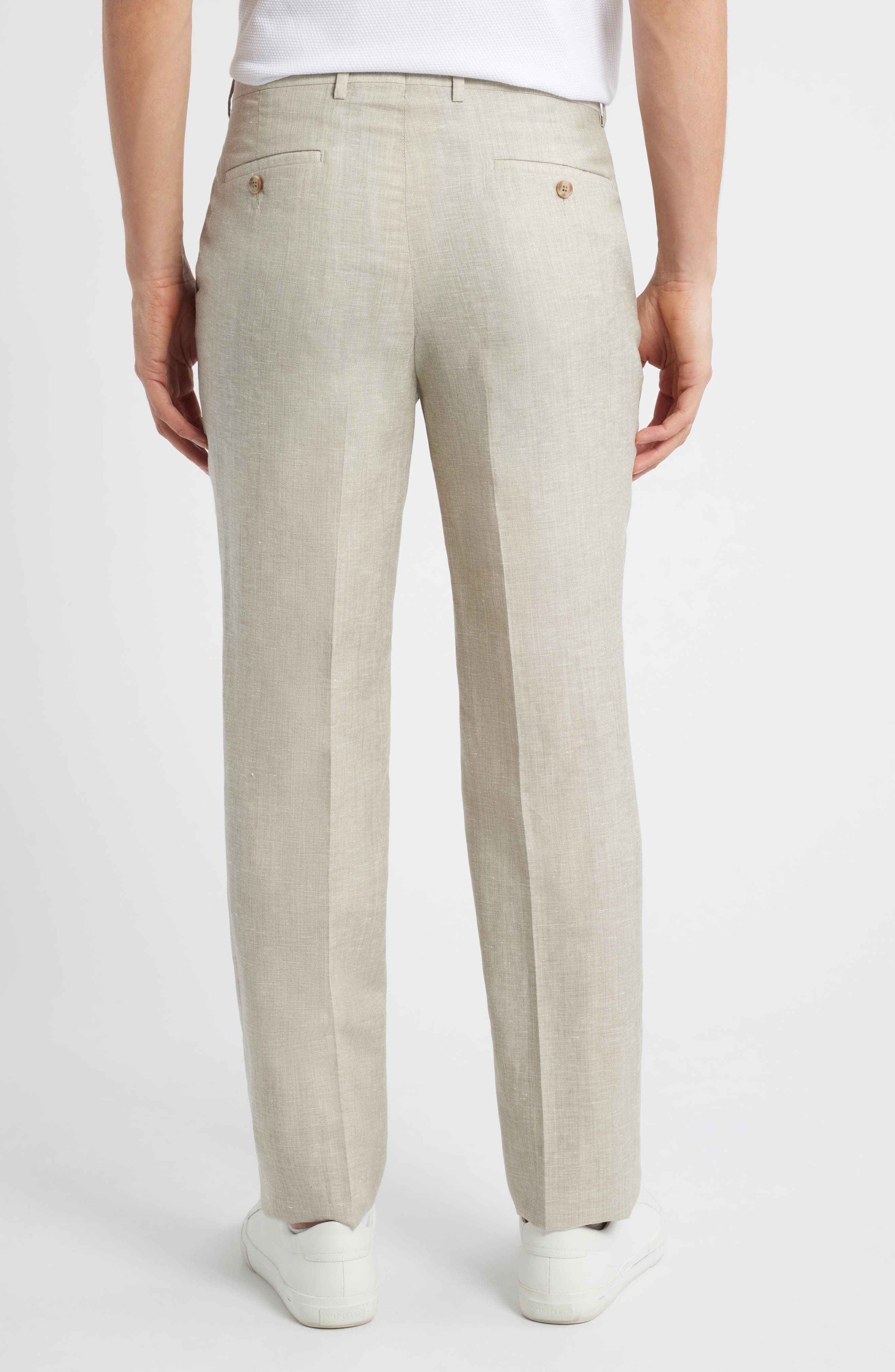 Harker Tan Melange Flat Front Wool & Linen Dress Pants - image 2