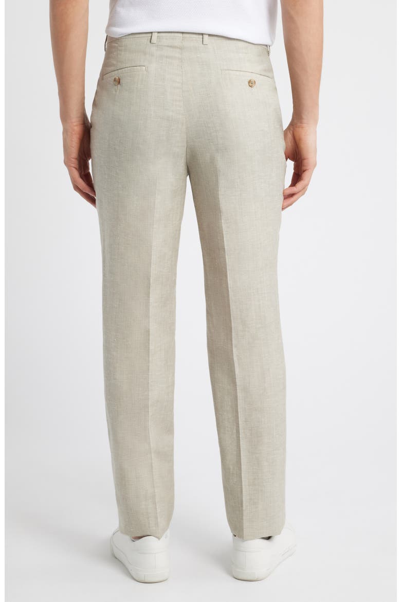 Harker Tan Mélange Flat Front Wool & Linen Dress Pants, Alternate, color, TAN
